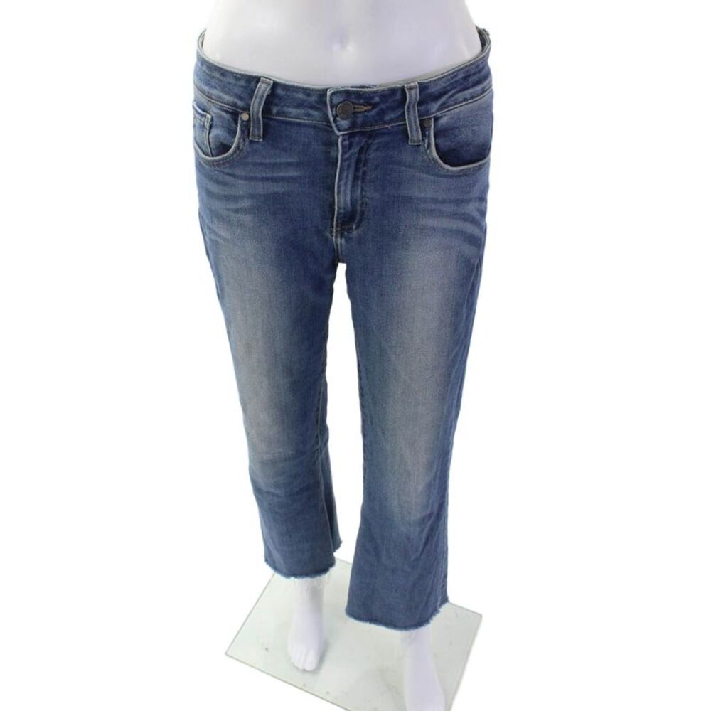Just Black, Women High-Rise Cropped Blue Jeans Button Size 28